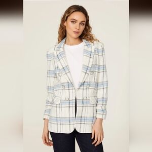 Veronica Beard White and Blue Plaid Blazer